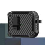 For AirPods 3 Carbon Fiber Magnetic Automatic Switch Earphone Protective Case(Black)