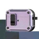 For AirPods Pro Carbon Fiber Magnetic Automatic Switch Earphone Protective Case(Purple)