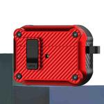 For AirPods Pro 2 Carbon Fiber Magnetic Automatic Switch Earphone Protective Case(Red)