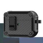 For AirPods Pro 2 Carbon Fiber Magnetic Automatic Switch Earphone Protective Case(Black)