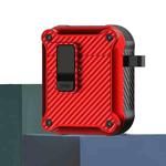 For AirPods 1 / 2 Carbon Fiber Magnetic Automatic Switch Earphone Protective Case(Red)