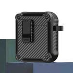 For AirPods 1 / 2 Carbon Fiber Magnetic Automatic Switch Earphone Protective Case(Black)