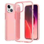 For iPhone 15 Plus Two-color Shockproof High Transparency TPU Phone Case(Pink)