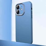 For iPhone 12 Frosted Metal Material Phone Case with Lens Protection(Blue)