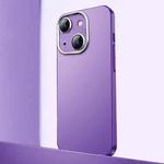 For iPhone 14 Frosted Metal Material Phone Case with Lens Protection(Purple)