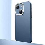 For iPhone 14 Frosted Metal Material Phone Case with Lens Protection(Dark Blue)