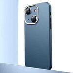 For iPhone 14 Plus Frosted Metal Material Phone Case with Lens Protection(Dark Blue)