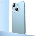 For iPhone 14 Plus Frosted Metal Material Phone Case with Lens Protection(Light Blue)