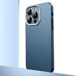 For iPhone 14 Pro Frosted Metal Material Phone Case with Lens Protection(Dark Blue)