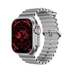 WS-E9 Ultra 2.2 inch IP67 Waterproof Metal Buckle Ocean Silicone Band Smart Watch, Support Heart Rate / NFC(Silver)