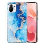 For Xiaomi Mi 11 Lite IMD Shell Pattern TPU Phone Case(Blue Gold Marble)