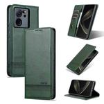 For Xiaomi Redmi K60 Ultra/Mi 13T/13T Pro AZNS Magnetic Calf Texture Flip Leather Phone Case(Dark Green)