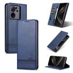 For Xiaomi Redmi K60 Ultra/Mi 13T/13T Pro AZNS Magnetic Calf Texture Flip Leather Phone Case(Dark Blue)