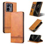 For Xiaomi Redmi K60 Ultra/Mi 13T/13T Pro AZNS Magnetic Calf Texture Flip Leather Phone Case(Light Brown)