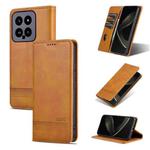 For Xiaomi 14 AZNS Magnetic Calf Texture Flip Leather Phone Case(Light Brown)