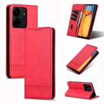 For Xiaomi Redmi 13C / Poco C65 AZNS Magnetic Calf Texture Flip Leather Phone Case(Red)