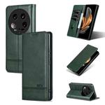 For Xiaomi 14 Ultra AZNS Magnetic Calf Texture Flip Leather Phone Case(Dark Green)