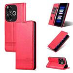 For Xiaomi Redmi Turbo 3 AZNS Magnetic Calf Texture Flip Leather Phone Case(Red)