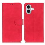 For iPhone 16 KHAZNEH Retro Texture Leather Phone Case(Red)