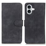 For iPhone 16 Plus KHAZNEH Retro Texture Leather Phone Case(Black)