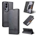 For OPPO Reno10 Pro AZNS Magnetic Calf Texture Flip Leather Phone Case(Black)