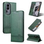 For OPPO Reno10 Pro AZNS Magnetic Calf Texture Flip Leather Phone Case(Dark Green)