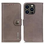 For iPhone 16 Pro Max KHAZNEH Cowhide Texture Horizontal Flip Leather Phone Case(Khaki)