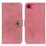 For iPhone SE 2024 KHAZNEH Cowhide Texture Horizontal Flip Leather Phone Case(Pink)