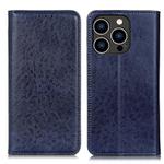 For iPhone 16 Pro Magnetic Crazy Horse Texture Horizontal Flip Leather Phone Case(Blue)