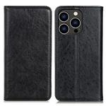 For iPhone 16 Pro Max Magnetic Crazy Horse Texture Horizontal Flip Leather Phone Case(Black)