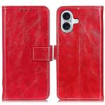 For iPhone 16 Retro Crazy Horse Texture Horizontal Flip Leather Phone Case(Red)