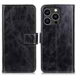 For iPhone 16 Pro Retro Crazy Horse Texture Horizontal Flip Leather Phone Case(Black)