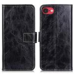 For iPhone SE 2024 Retro Crazy Horse Texture Horizontal Flip Leather Phone Case(Black)