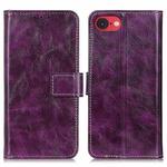 For iPhone SE 2024 Retro Crazy Horse Texture Horizontal Flip Leather Phone Case(Purple)