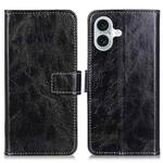 For iPhone 17 Retro Crazy Horse Texture Horizontal Flip Leather Phone Case(Black)