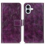 For iPhone 17 Retro Crazy Horse Texture Horizontal Flip Leather Phone Case(Purple)