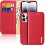 For iPhone 15 Pro DUX DUCIS Hivo Series Cowhide + PU + TPU Flip Phone Case(Red)