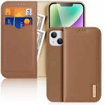 For iPhone 15 Plus DUX DUCIS Hivo Series Cowhide + PU + TPU Flip Phone Case(Brown)