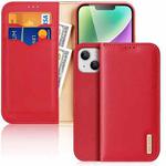 For iPhone 15 Plus DUX DUCIS Hivo Series Cowhide + PU + TPU Flip Phone Case(Red)