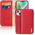 For iPhone 15 DUX DUCIS Hivo Series Cowhide + PU + TPU Flip Phone Case(Red)