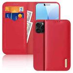 For iPhone 16 Pro Max DUX DUCIS Hivo Series Cowhide + PU + TPU Flip Phone Case(Red)