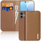 For iPhone 16 DUX DUCIS Hivo Series Cowhide + PU + TPU Flip Phone Case(Brown)