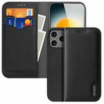 For iPhone 17 Pro DUX DUCIS Hivo Series Cowhide + PU + TPU Flip Phone Case(Black)