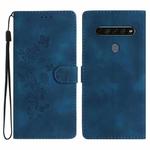 For LG K51S Flower Butterfly Embossing Pattern Leather Phone Case(Blue)