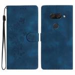 For LG K50 / Q60 Flower Butterfly Embossing Pattern Leather Phone Case(Blue)