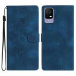 For TCL 405 / 406 / 408 Flower Butterfly Embossing Pattern Leather Phone Case(Blue)