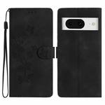 For Google Pixel 8 Flower Butterfly Embossing Pattern Leather Phone Case(Black)
