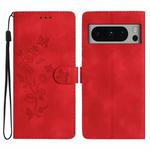 For Google Pixel 8 Pro Flower Butterfly Embossing Pattern Leather Phone Case(Red)