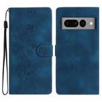 For Google Pixel 7 Pro Flower Butterfly Embossing Pattern Leather Phone Case(Blue)