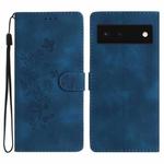 For Google Pixel 6 Flower Butterfly Embossing Pattern Leather Phone Case(Blue)